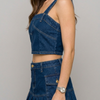 Denim Pleated Skirt Set
