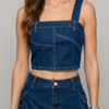 Denim Pleated Skirt Set