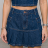 Denim Pleated Skirt Set