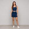 Denim Pleated Skirt Set