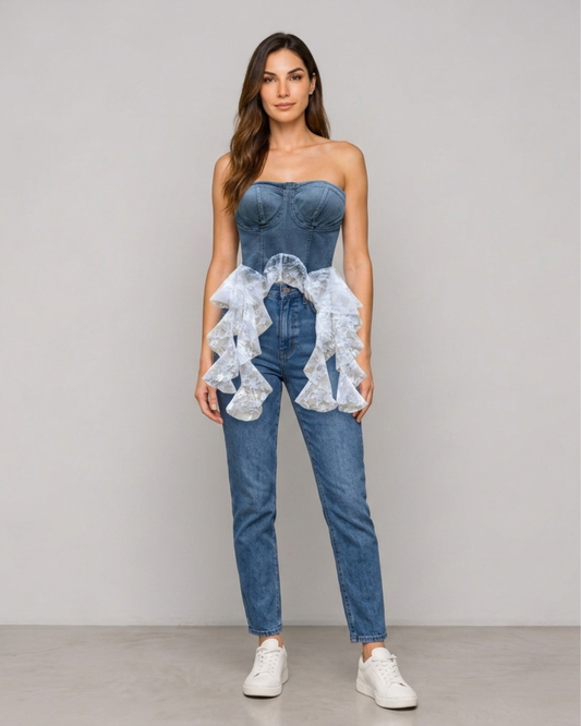 Strapless Denim Top