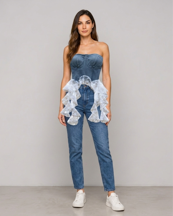 Strapless Denim Top