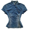 Denim Cheongsam Crop Top